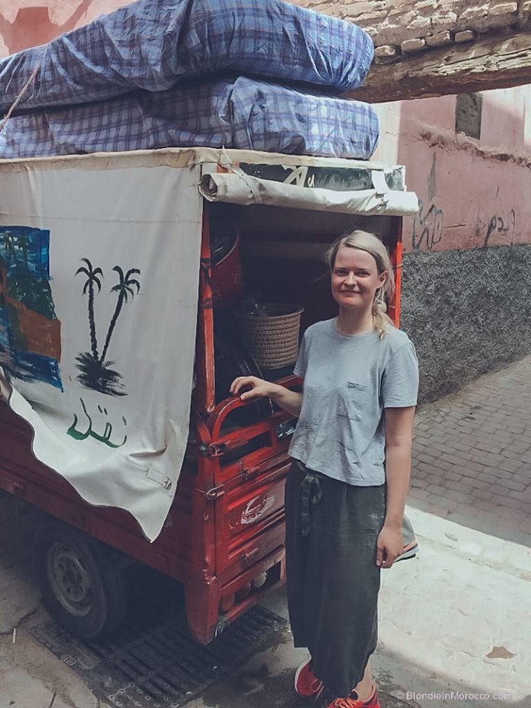 morocco tuk tuk streets medina marrakech girl