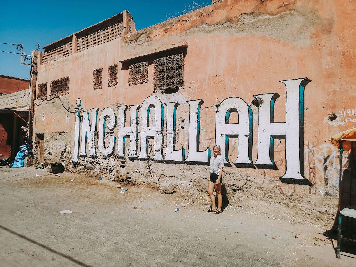 tameslouht graffitti morocco wall inchallah
