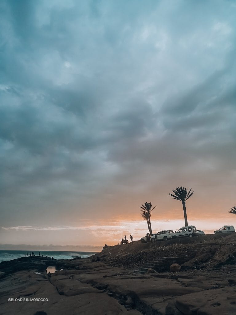 Taghazout Morocco beach sunset anchoir point